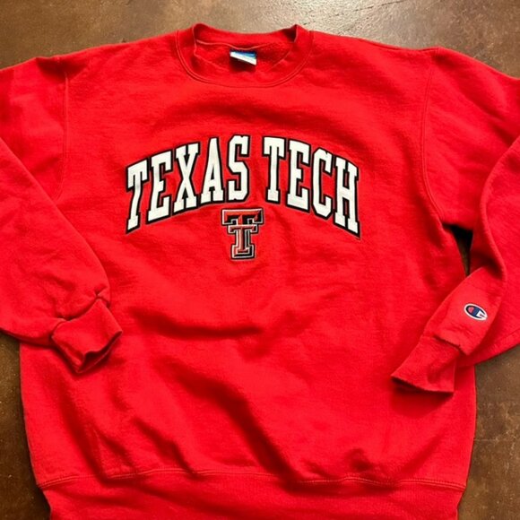 Vintage Champion Texas Tech Stitched Crewneck Men’s Medium - Picture 1 of 4